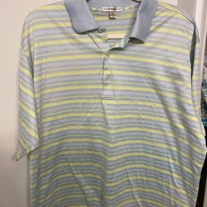 Peter Millar Blue and Yellow Striped Polo Shirt